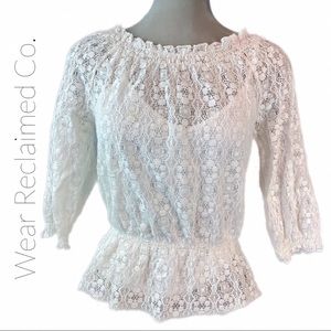 CHRISTOPHER & BANKS Lace Boho | Peasant Blouse